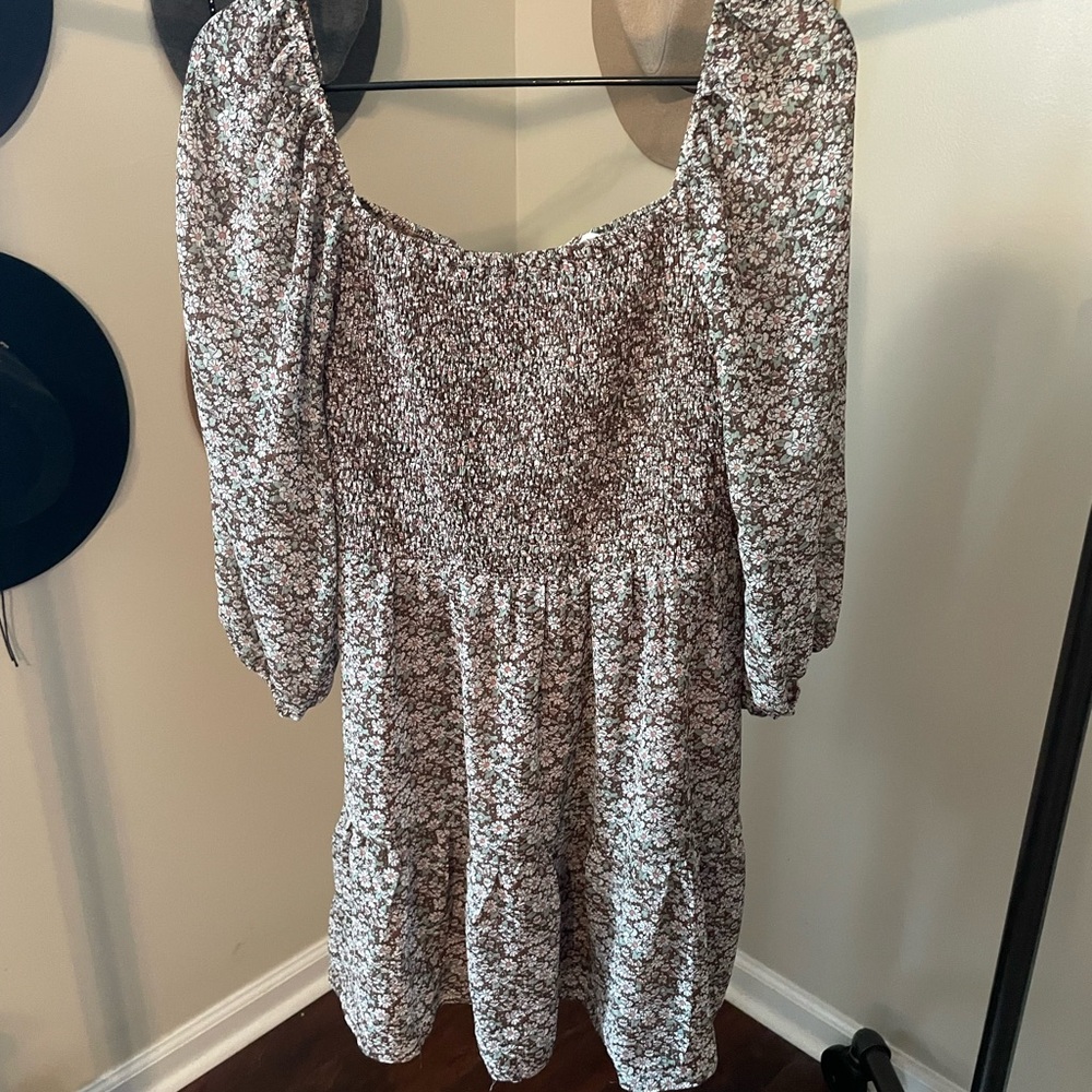Lush Floral Mini Dress - Black and White